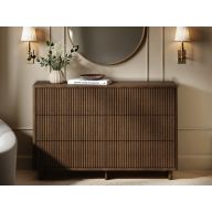 SOLACE+CO Velmor Ribbed Chest of 6 Drawers Walnut