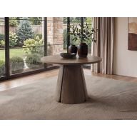 SOLACE+CO Ebony 4-6 Seater Round Extendable Dining Table Walnut