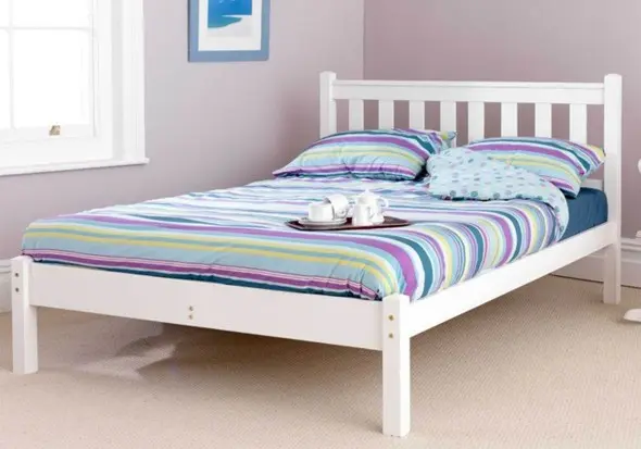 Friendship Mill Shaker White Wooden Bed Frame