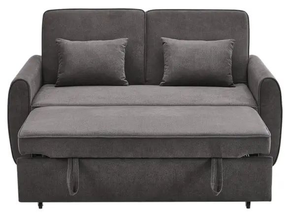 Living & Home Grey 2-Seater Convertible Sofa Bed with Cushions