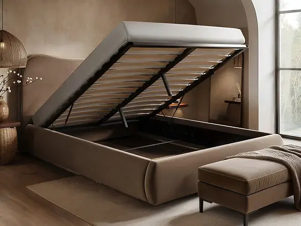 SOLACE+CO Ember Ottoman Bed Chocolate Velvet