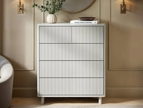 SOLACE+CO Velmor Ribbed Chest of 5 Drawers White