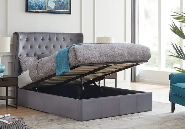 Flintshire Furniture Holway Grey Fabric Ottoman Bed Frame
