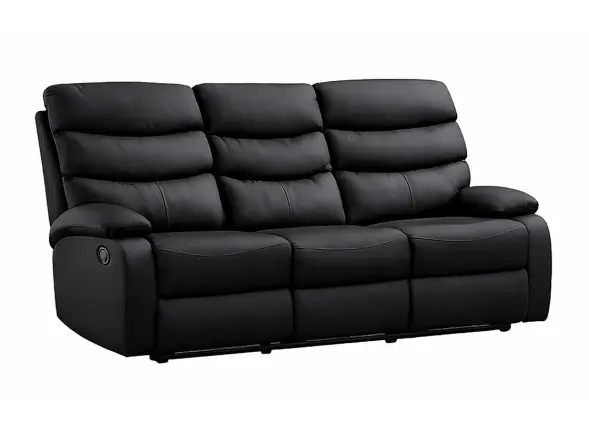 Kidsaw 3-seater manual recliner sofa in black PU
