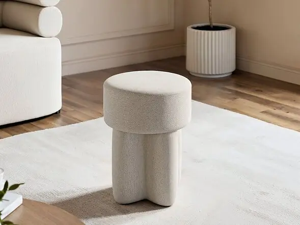 SOLACE+CO Astrid wave chenille pouffe footstool
