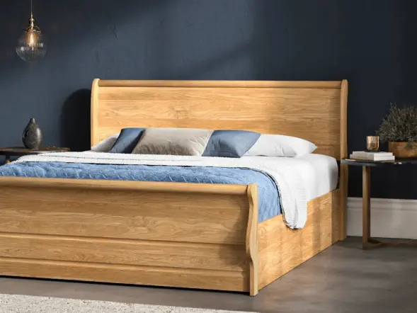 Emporia Beds Windsor Sleigh Ottoman Bed with Storage Solid Oak