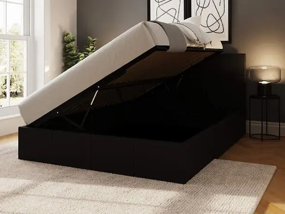GFW Side Lift Ottoman Bed in grey faux leather