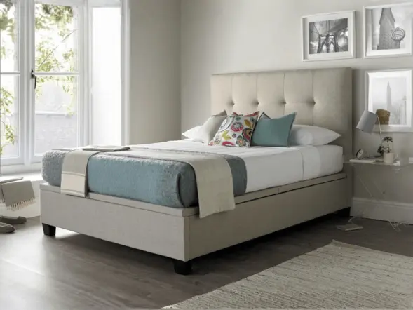Kaydian Walkworth Ottoman Storage Bed Oatmeal Fabric 