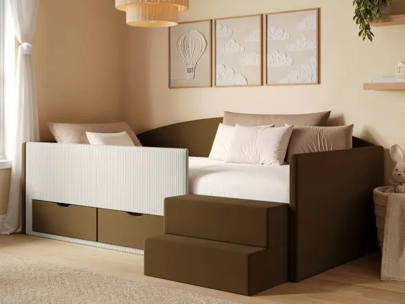 Flair Elisa Velvet Storage Low Sleeper Bed with Beige Cord