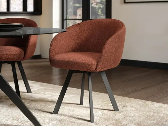 SOLACE+CO Vito Dining Chair Set of 2 Brown Boucle