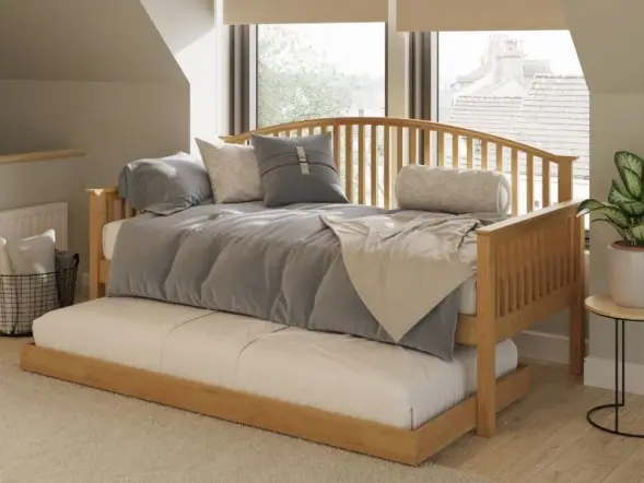 GFW Madrid Single Wooden Day Bed in oak finish