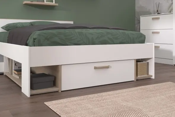 Parisot Dream White Double Bed Frame with Storage Underneath