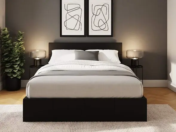 GFW Side Lift Ottoman Bed in grey faux leather