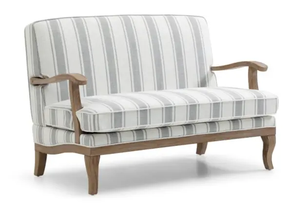 Kyoto Colwell traditional two-seater chair with wooden arms and curved legs