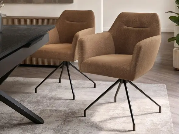 SOLACE+CO Isla Swivel Fabric Dining Chair Set of 2