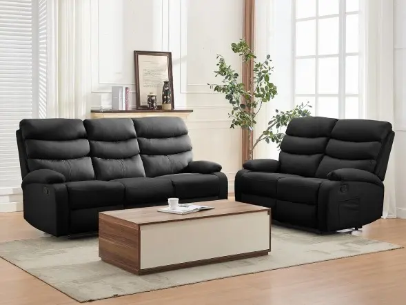 Kidsaw 3-seater manual recliner sofa in black PU