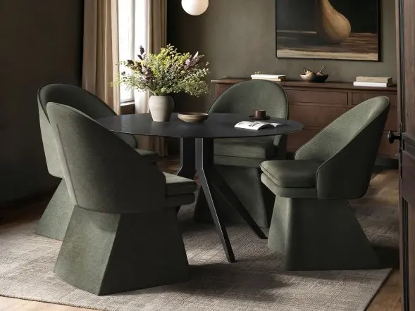 SOLACE+CO Aiko green chenille dining chair
