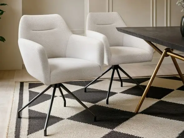 SOLACE+CO Isla Swivel Fabric Dining Chair Set of 2