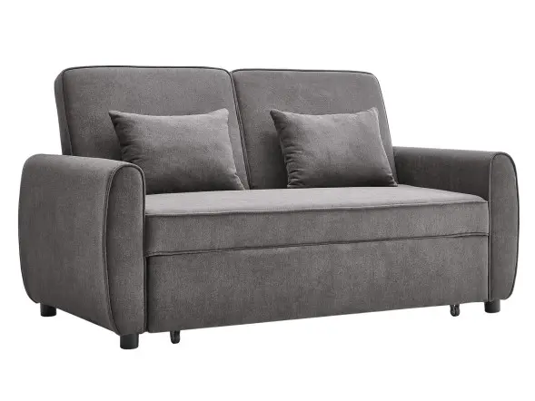 Living & Home Grey 2-Seater Convertible Sofa Bed with Cushions