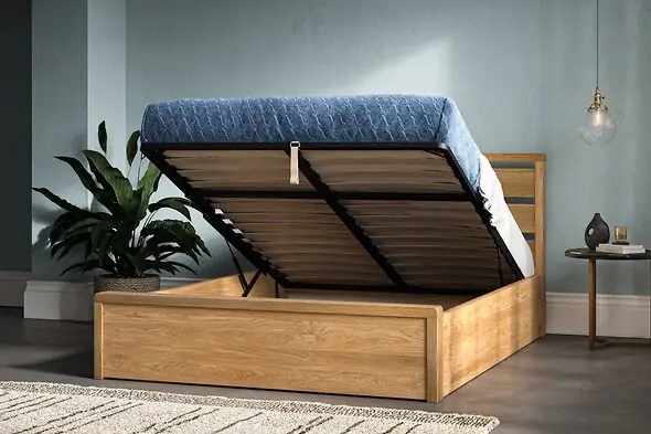 Emporia Beds Modena Oak Ottoman Bed Frame with Gas Lift Storage