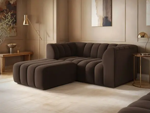 SOLACE+CO Halle Channel Tufted Modular Sofa with Footstool