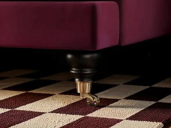 SOLACE+CO Addison 3 Seater Sofa with Caster Legs Burgundy Velvet