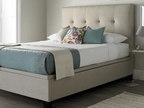 Kaydian Walkworth Ottoman Storage Bed Oatmeal Fabric 