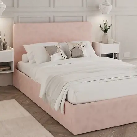 GFW Chiswick soft pink side lift ottoman storage bed with gas hydraulic lift