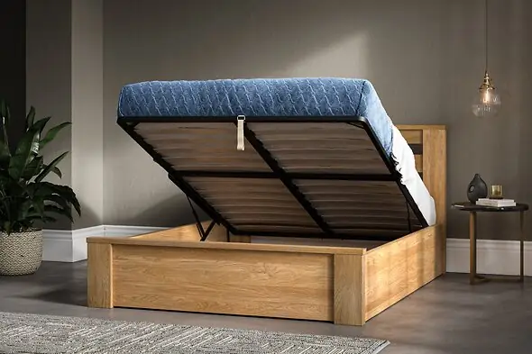 Emporia Beds Charnwood End Lift Ottoman Storage Bed Oak 