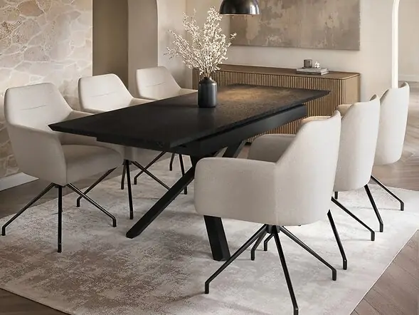 SOLACE+CO Lexi Extendable Rectangular Dining Table Black