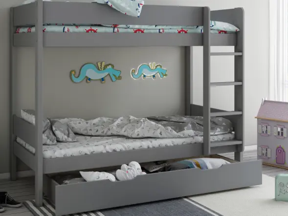 Kids Avenue Estella Grey Single Bunk Bed with Underbed Storage