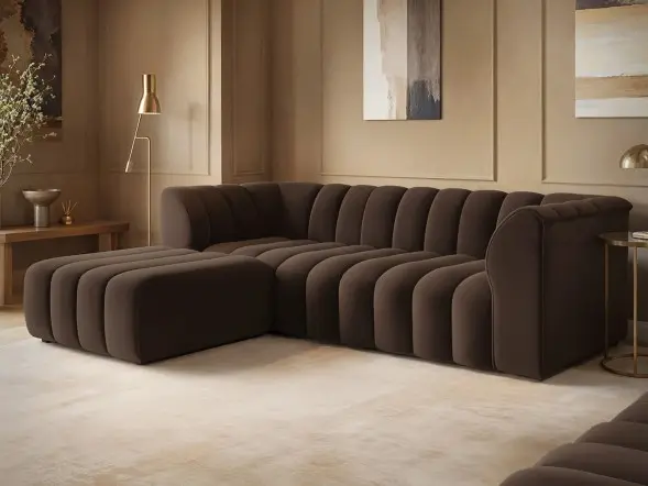 SOLACE+CO Halle Channel Tufted Modular Sofa with Footstool