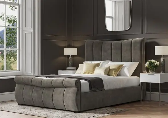 Emporia Beds Bosworth King size Gas Lift Ottoman Bed Grey Velvet