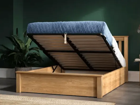 Emporia Beds Monaco Solid Oak Ottoman Bed with Storage