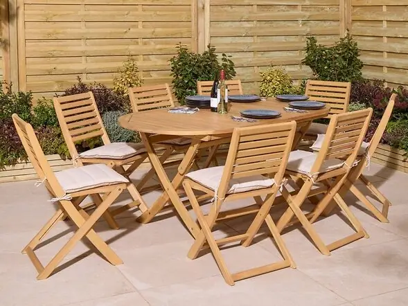 Rowlinson Ashdown Folding 8 Seat Oval Dining Set with Cushions