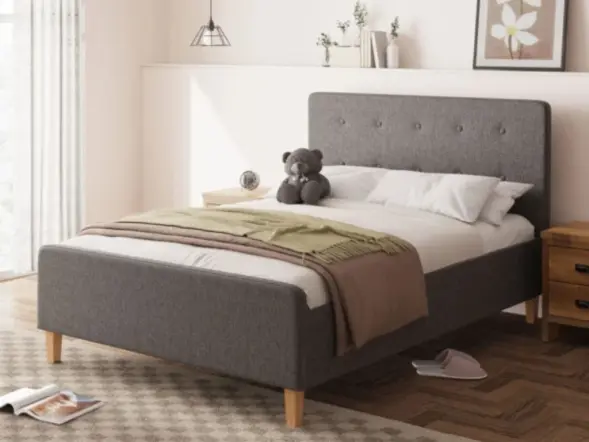 GFW Ashbourne Grey Fabric Bed Frame
