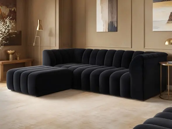 SOLACE+CO Halle Channel Tufted Modular Sofa with Footstool