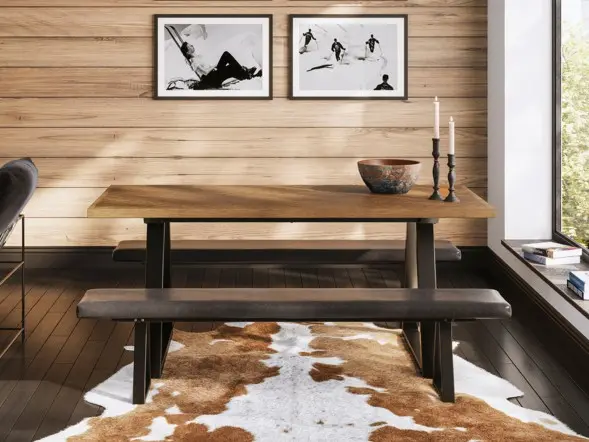 LPD Hyde Dining Table with 2 Hyde Black Benches