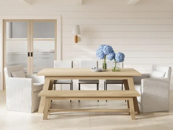 LPD Bourton dining table latte wood grain finish
