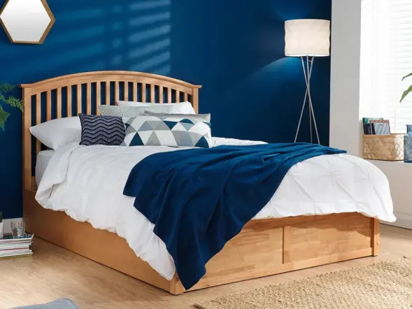 GFW Madrid Wooden Ottoman Storage Bed in Natural Oak