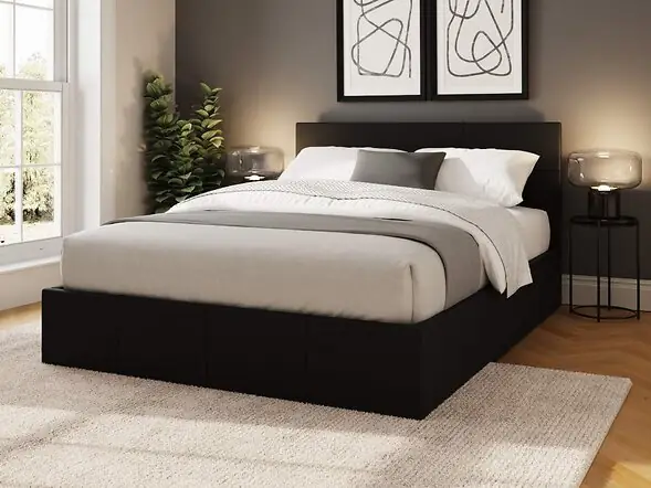 GFW End Lift Ottoman Storage Bed in Grey Fabric with Hydraulic Lift Storage