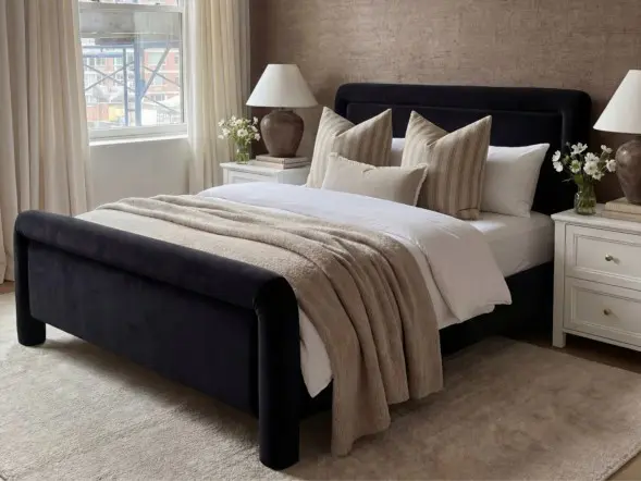 LPD Leonnie upholstered bed frame chenille fabric