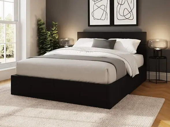 GFW Side Lift Ottoman Bed in grey faux leather