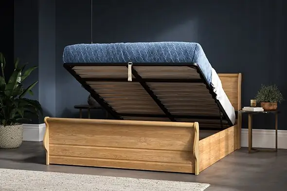 Emporia Beds Windsor Sleigh Ottoman Bed with Storage Solid Oak