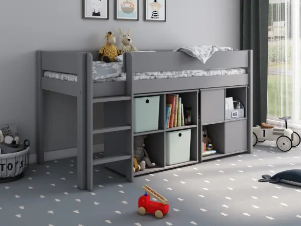 Kids Avenue Estella Grey Mid Sleeper with Cube and Desk