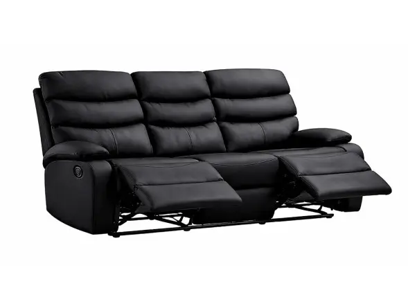 Kidsaw 3-seater manual recliner sofa in black PU