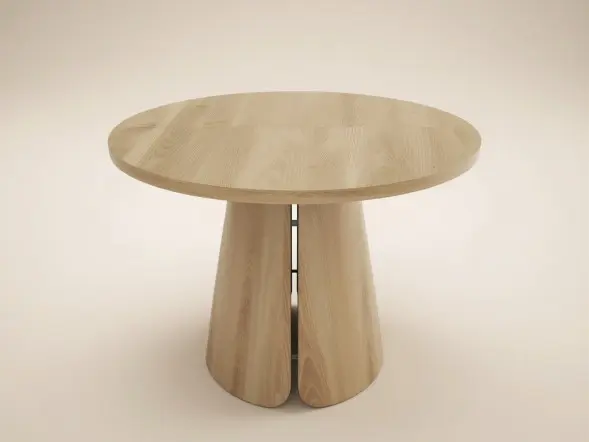 Ebony oak round dining table measuring 100cm wide and 75cm high