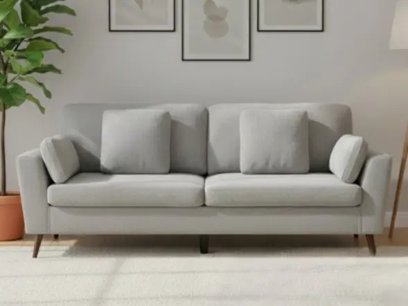 Living & Home 2-Seater Chenille Upholstered Sofa with Pillows 