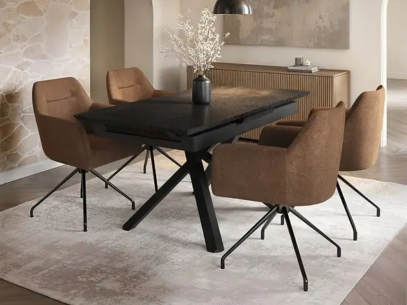 SOLACE+CO Lexi Extendable Rectangular Dining Table Black