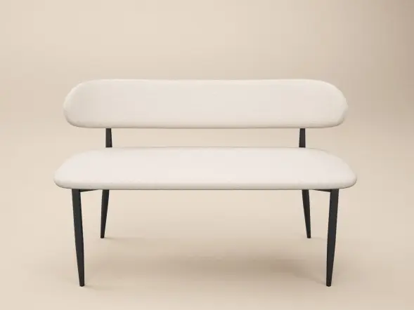 SOLACE+CO Varm black extending table with two beige Cyra chenille benches
